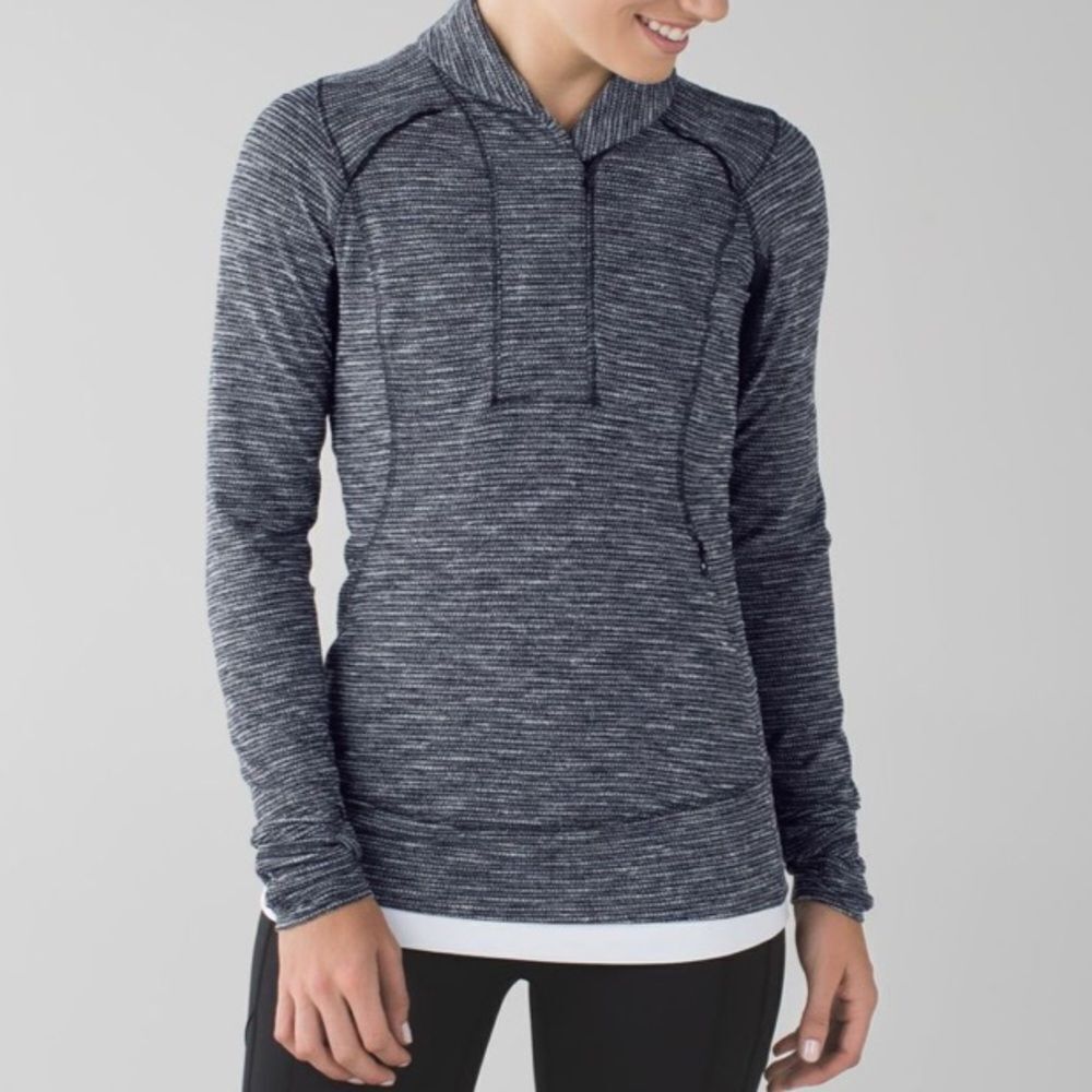 LULULEMON | Think Fast Pullover 1/4 Zip Top Coco Pique Black Women’s Size 4